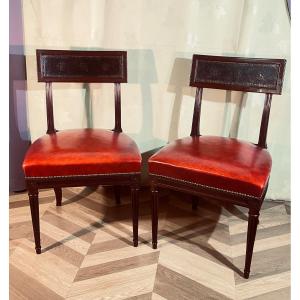 Pair Of Etruscan Mahogany Chairs Attr A G. Jacob 