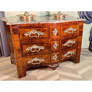 Louis XIV Chest Of Drawers, Curved On All Sides, 18th Century 