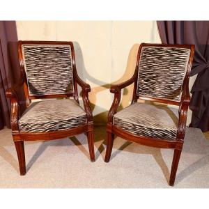 Pair Of Armchairs Stamped Marcus, Circa 1830 