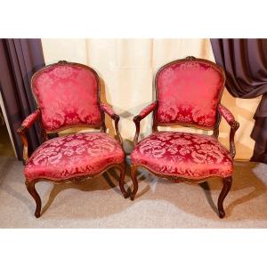 Pair Of Louis XV Armchairs, Stamped G. Jacob 