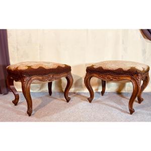 Pair Of Louis XV Stools, 18th Century 