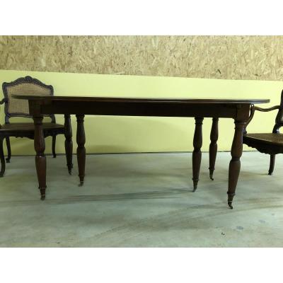 Large Table 6 Feet Mahogany, 1.80 Mx 1.40 M, Epoque Nineteenth Century