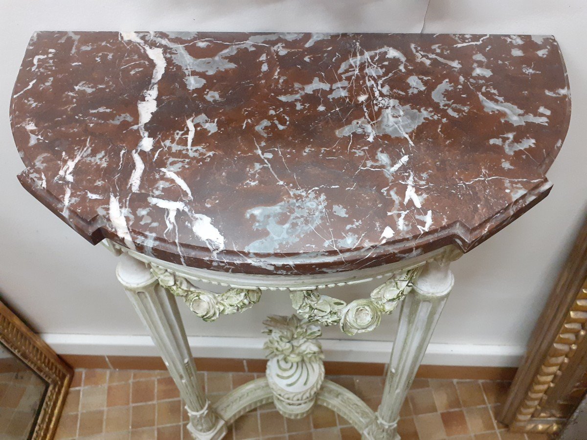 Louis XVI Style Painted Wooden Console-photo-4