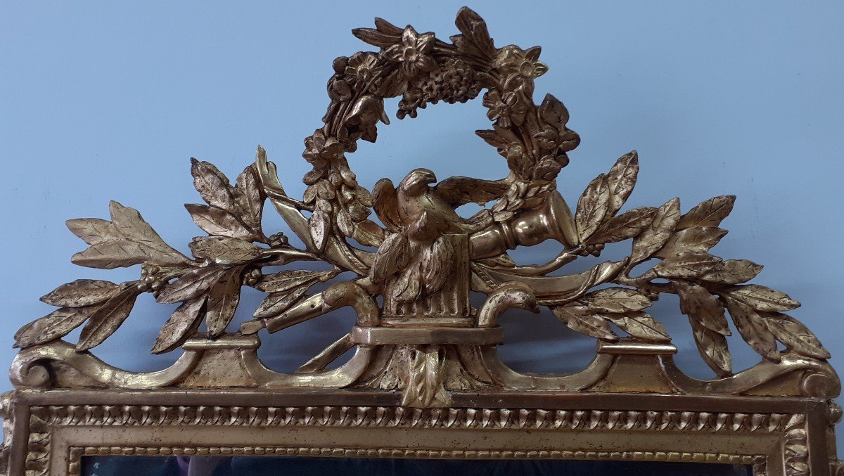 Miroir d'époque Louis XVI en bois doré.-photo-2