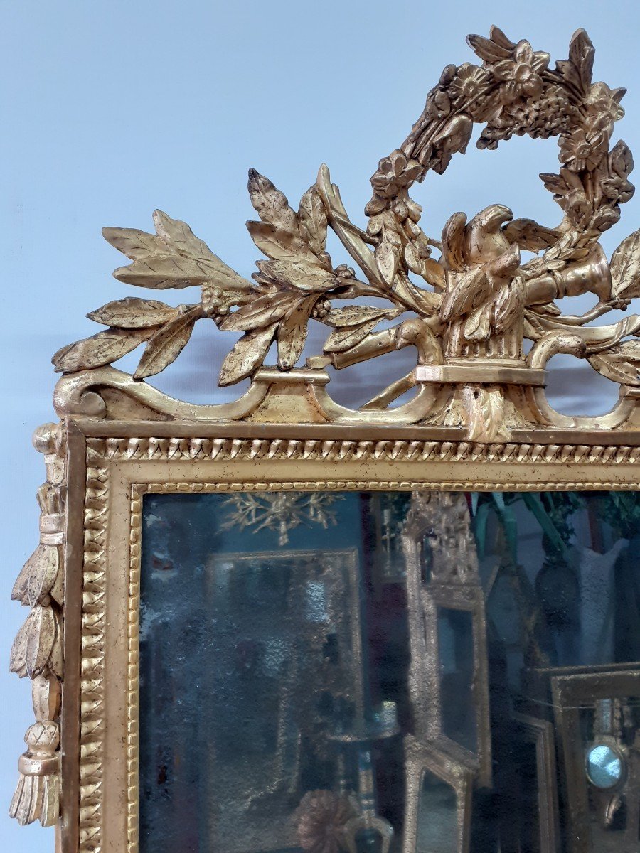 Louis XVI Period Mirror In Gilded Wood.-photo-3