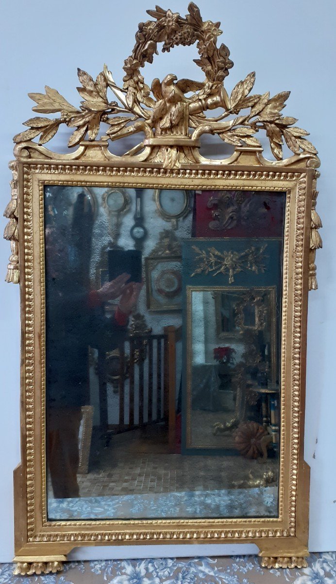 Louis XVI Period Mirror In Gilded Wood.-photo-4