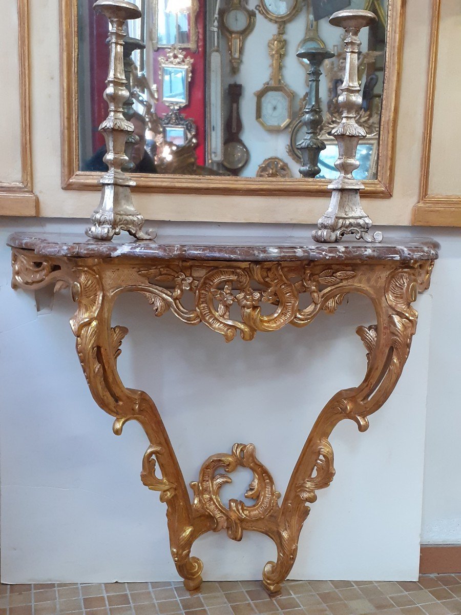 Louis XV Period Console In Gilded Wood.-photo-2