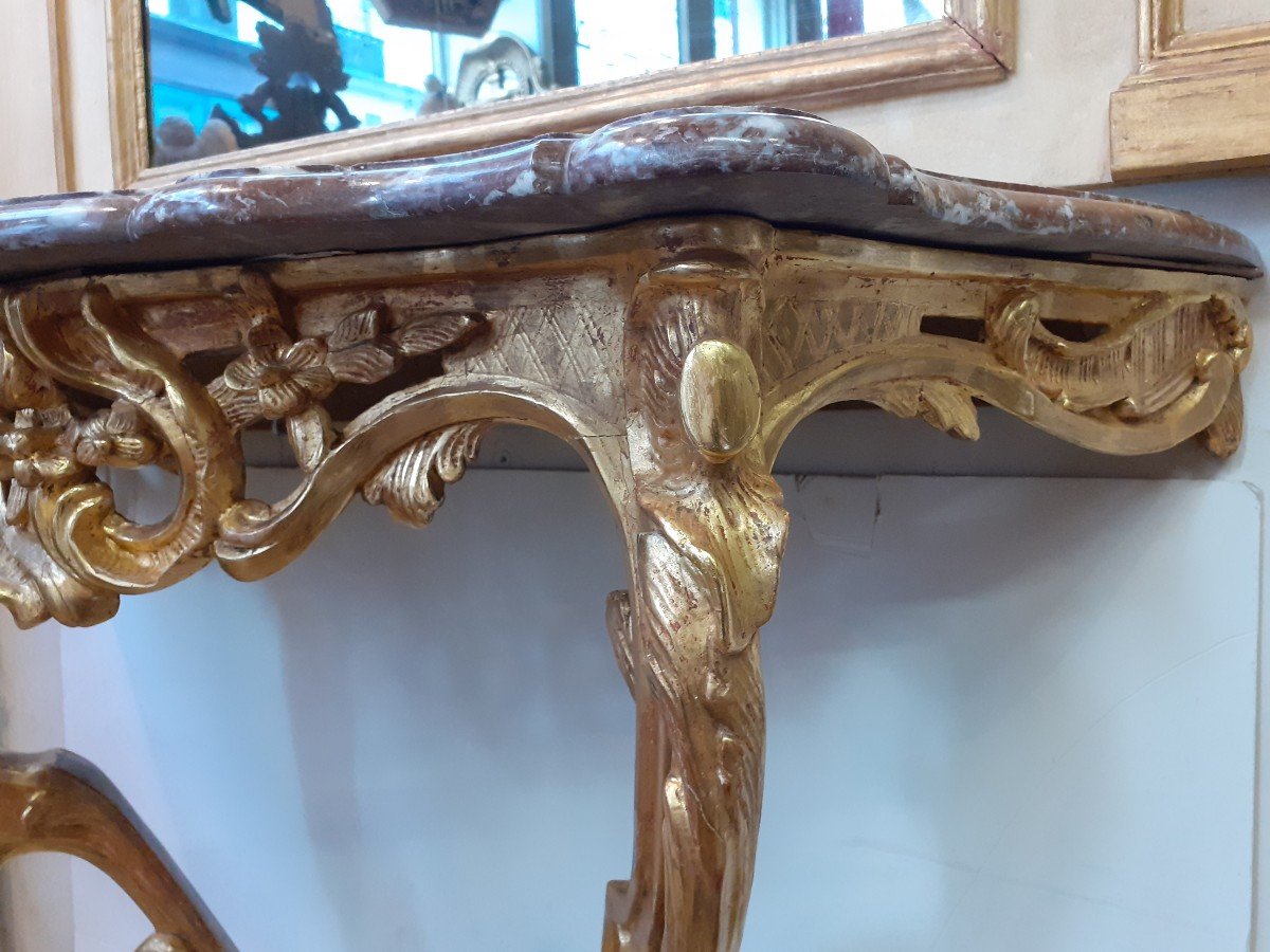 Louis XV Period Console In Gilded Wood.-photo-2