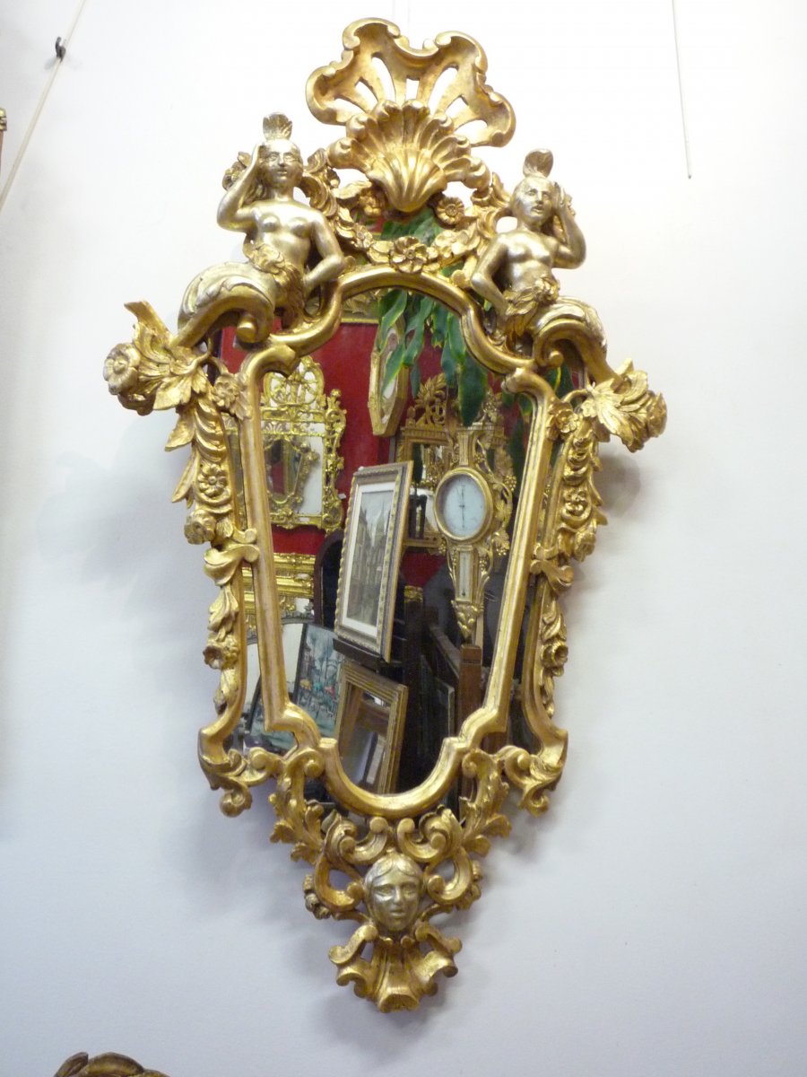 Italian Mirror Gilt Wood Early 19th