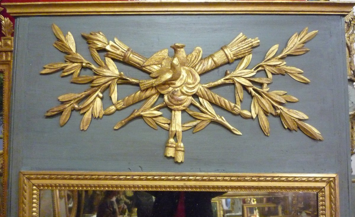 Trumeau, Louis XVI Period, In Carved And Gilded Wood.-photo-2