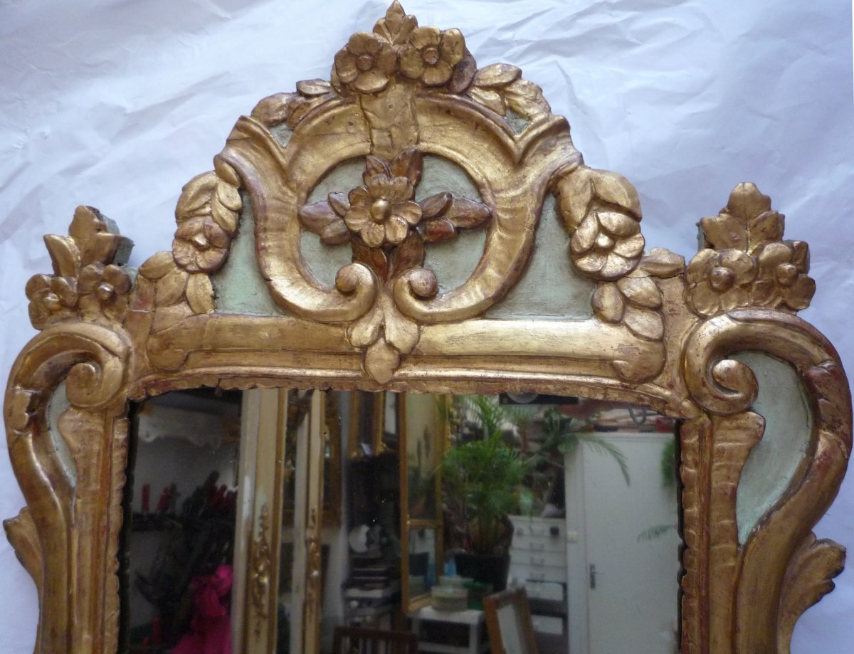 Louis XVI Period Mirror In Carved And Gilded Wood-photo-2