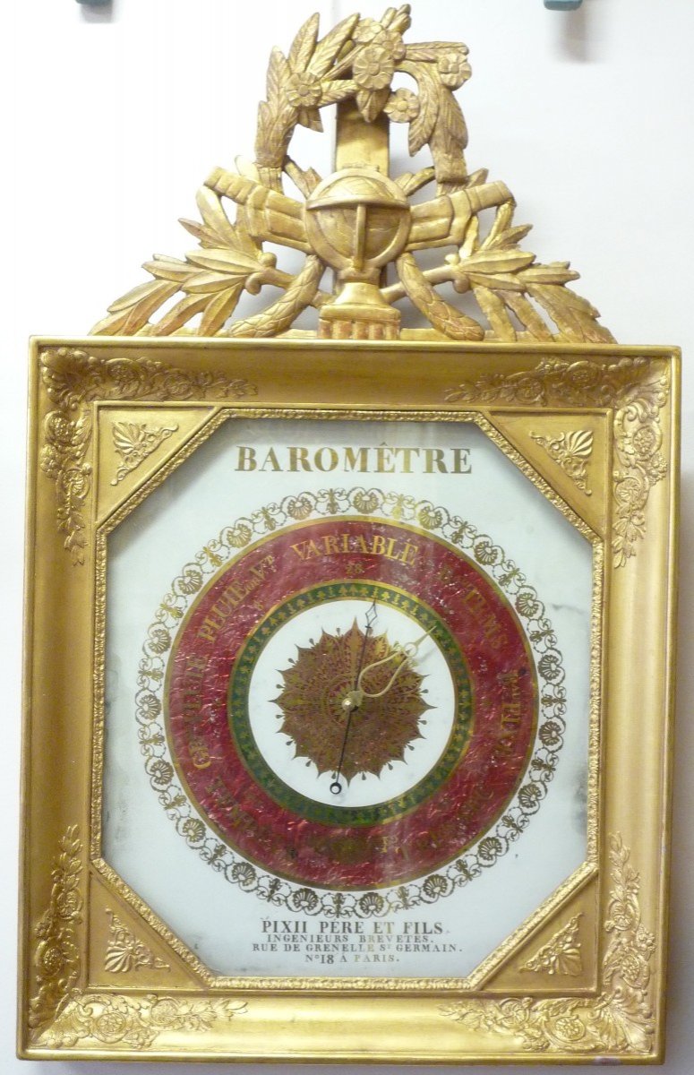 Empire Period Barometer In Gilded Wood And églomisé Glass