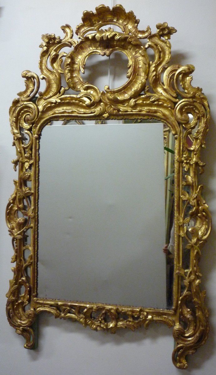 Louis XV Period Mirror In Gilded Carved Wood-photo-7