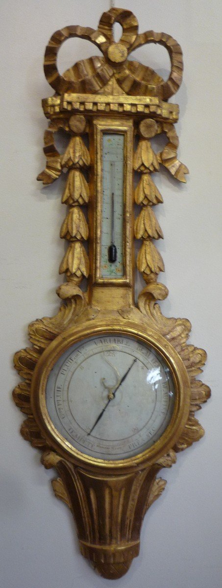 Louis XV Style Barometer In Gilded Carved Wood