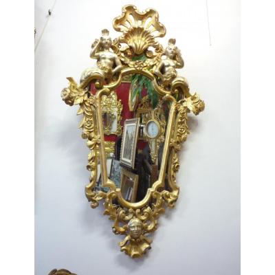 Miroir italien en bois doré début 19ème