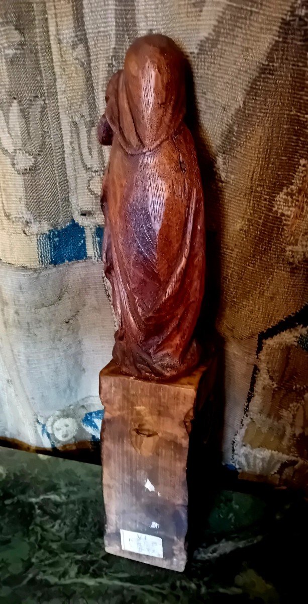 Virgin And Child, Walnut Sculpture. Brittany, 18th Century-photo-4