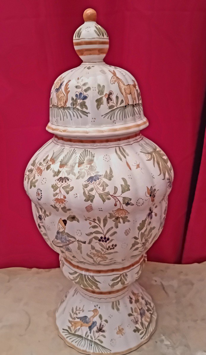 Large Moustiers Vase In The Taste Of The 18th Century.