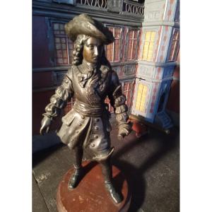 Bronze Statuette With Patina "marshal Of France Under Louis The Great"
