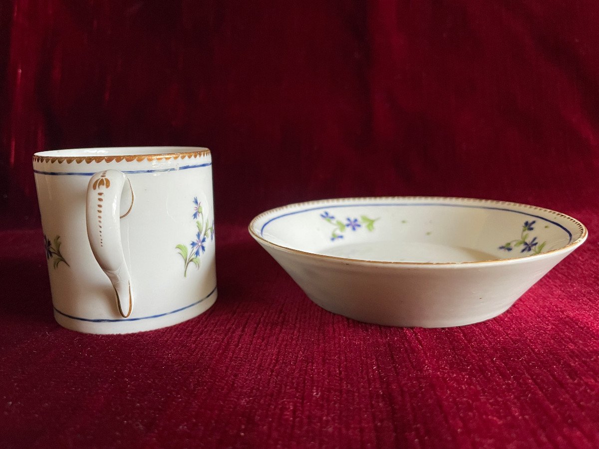 18th Porcelain Cup And Saucer Decorated With Barbel And Guilloché Golden Edges - Niderviller-photo-4