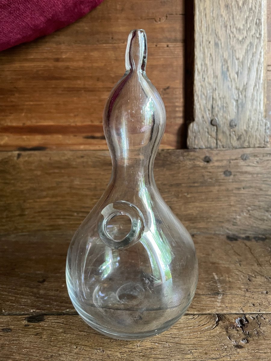 Translucent Blown Glass Baby Bottle - Early 19th Century Glassware-photo-2