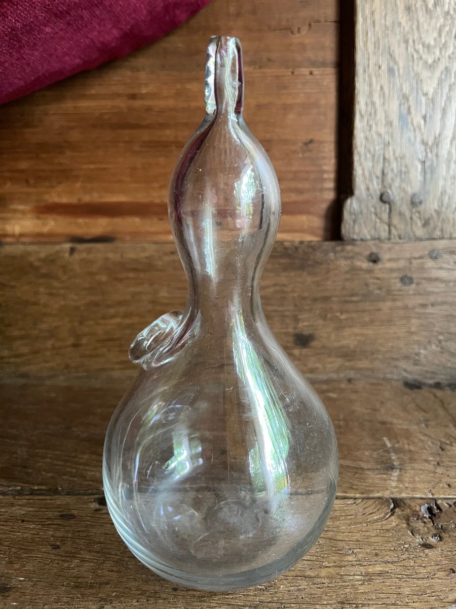 Translucent Blown Glass Baby Bottle - Early 19th Century Glassware-photo-4