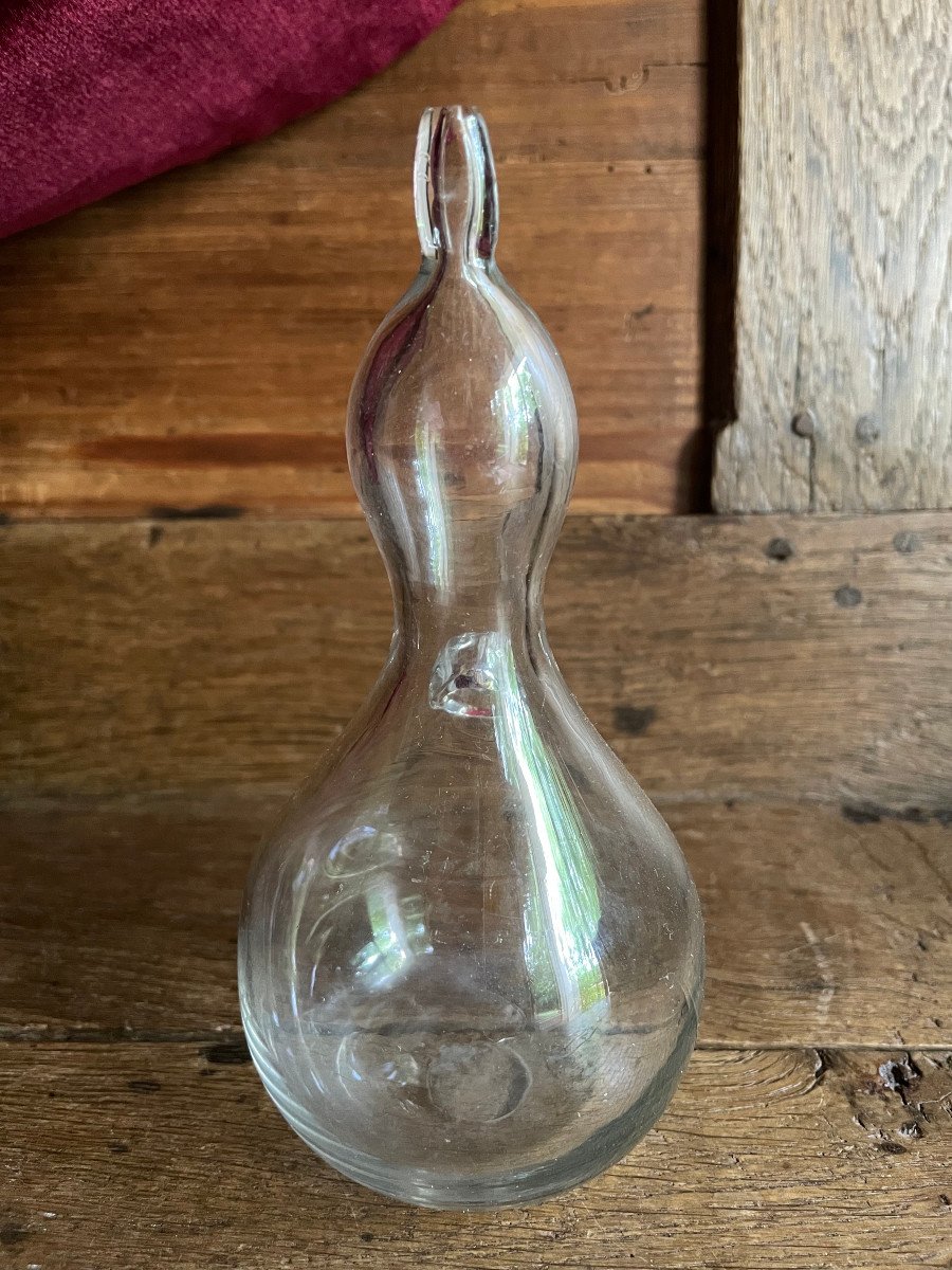 Translucent Blown Glass Baby Bottle - Early 19th Century Glassware-photo-1