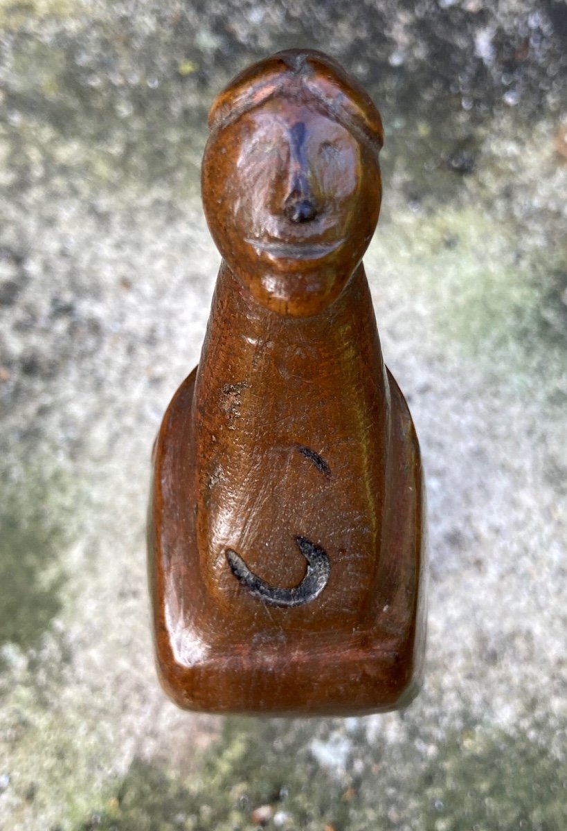 Anthropomorphic Snuff Bottle, Woman's Head, 19th Century, Fruit Wood, System-photo-3