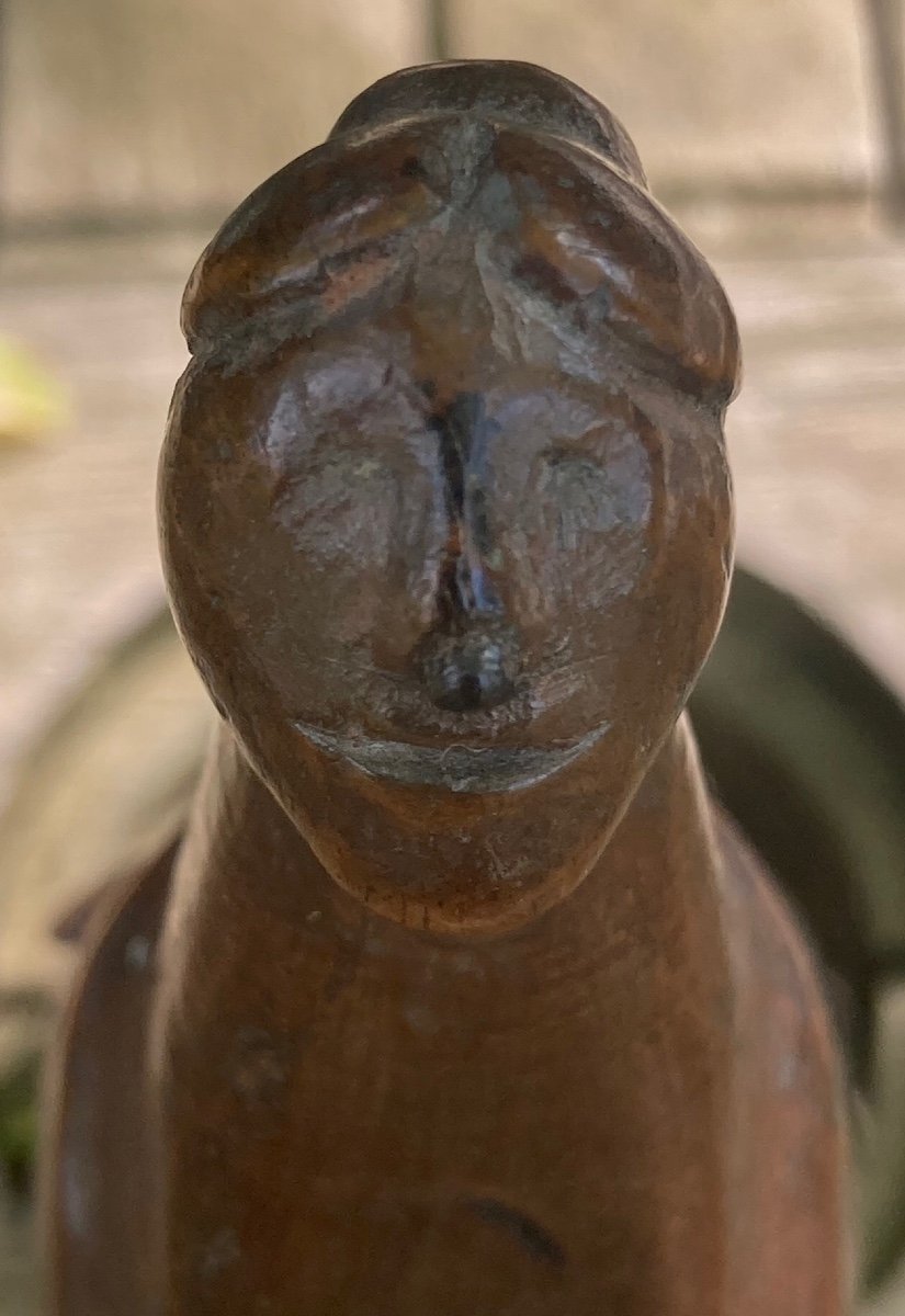 Anthropomorphic Snuff Bottle, Woman's Head, 19th Century, Fruit Wood, System