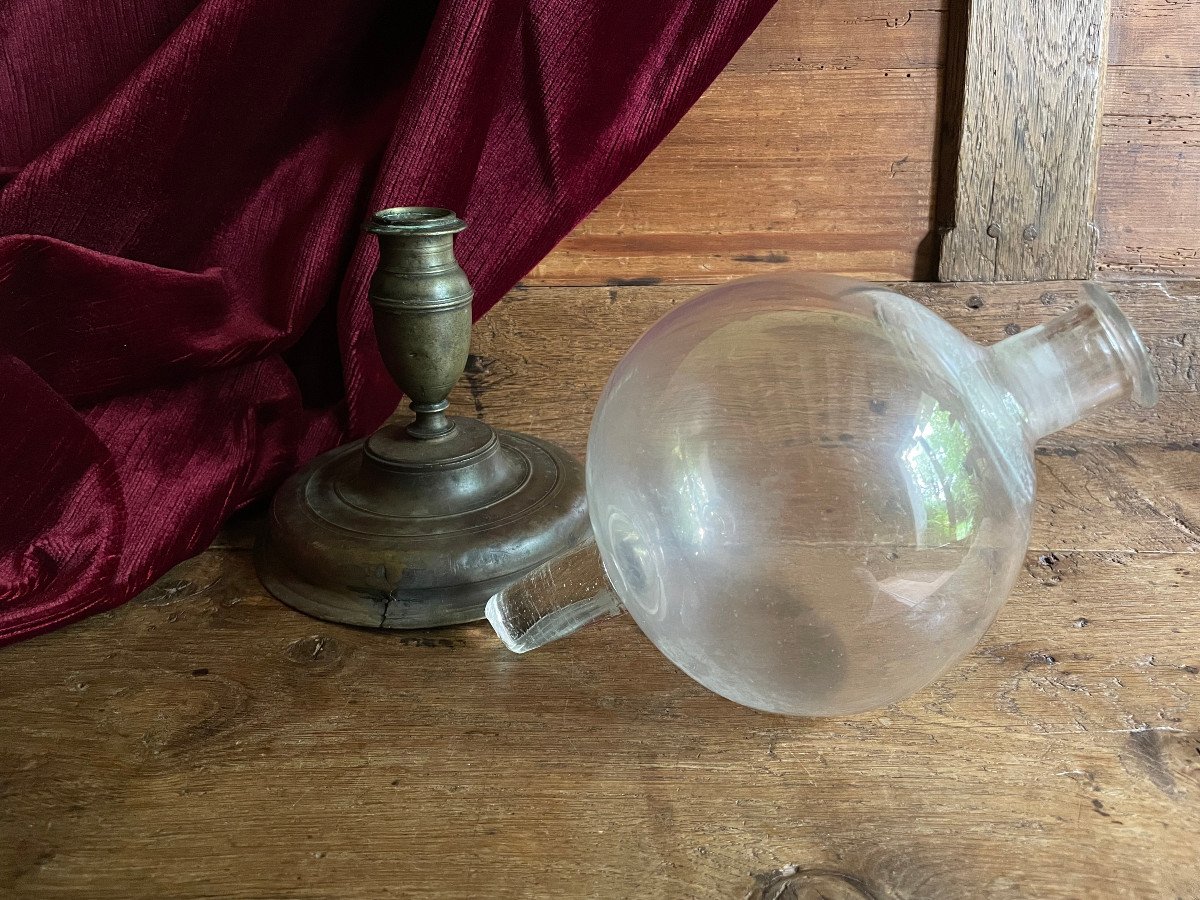 Lacemaker Magnifying Glass Ball Lamp - Glass And Brass - Early 19th Century - Glassware-photo-2