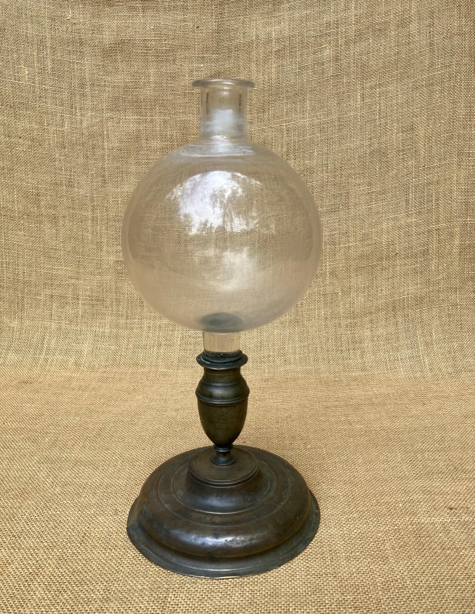 Lacemaker Magnifying Glass Ball Lamp - Glass And Brass - Early 19th Century - Glassware-photo-8