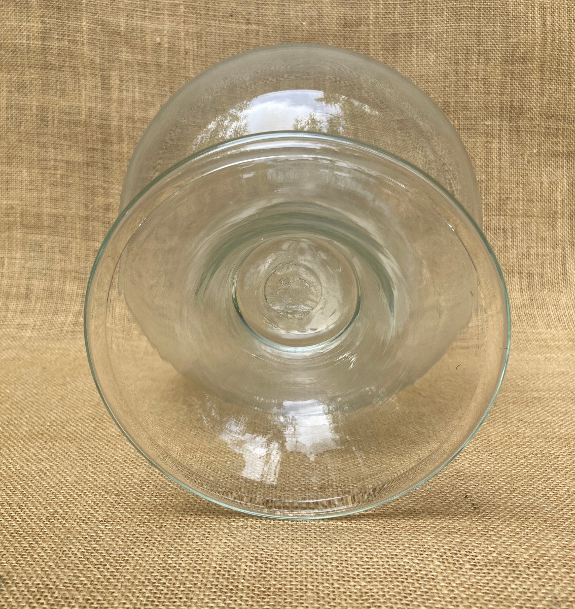 Lampe Loupe de Dentelière en Verre Soufflé avec Pied Cloche - Verrerie début XIXème -photo-4