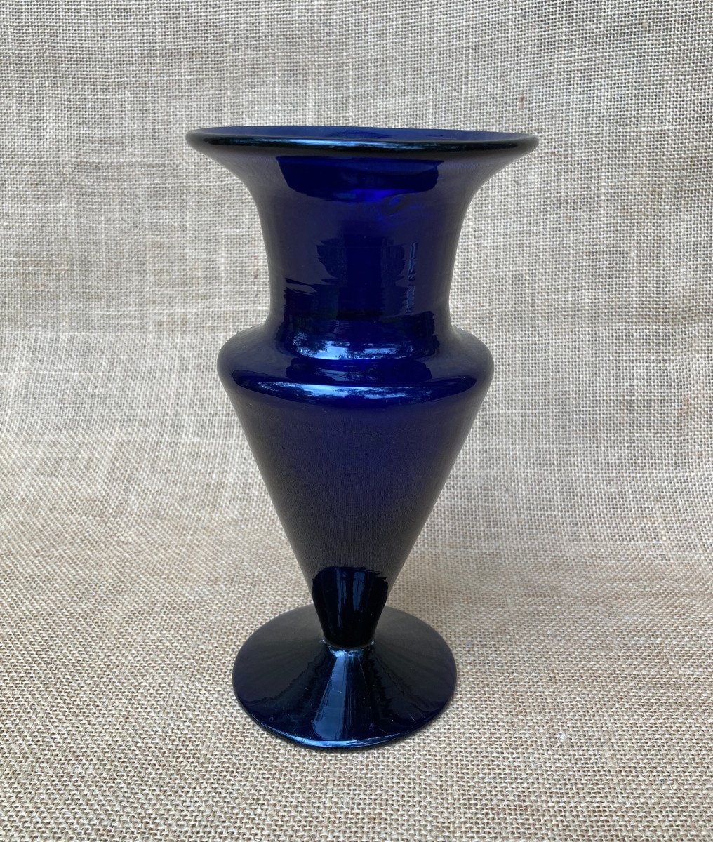 Blown Blue Glass Vase - Bordeaux Glassware 18th Century-photo-2