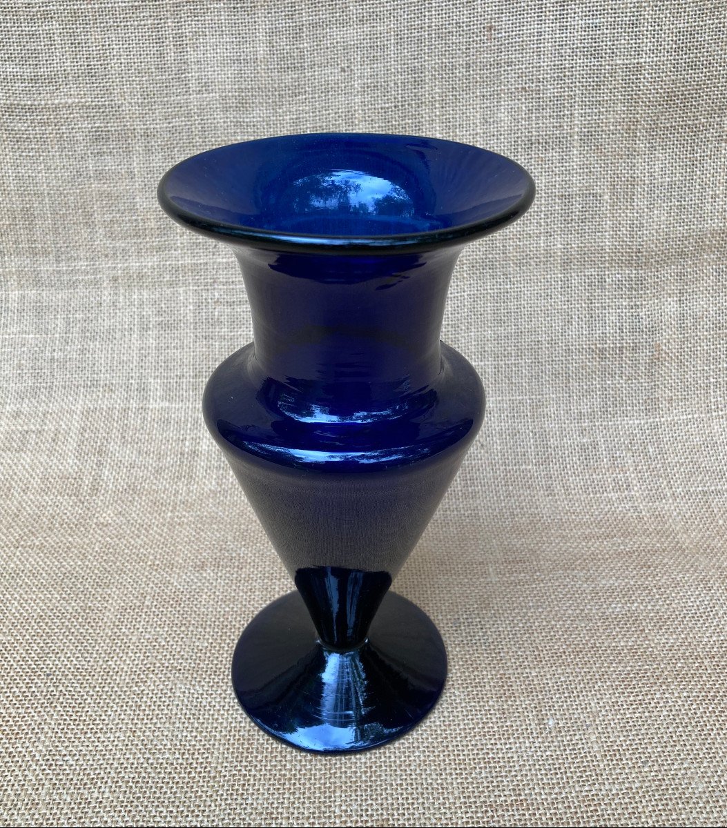 Blown Blue Glass Vase - Bordeaux Glassware 18th Century-photo-3