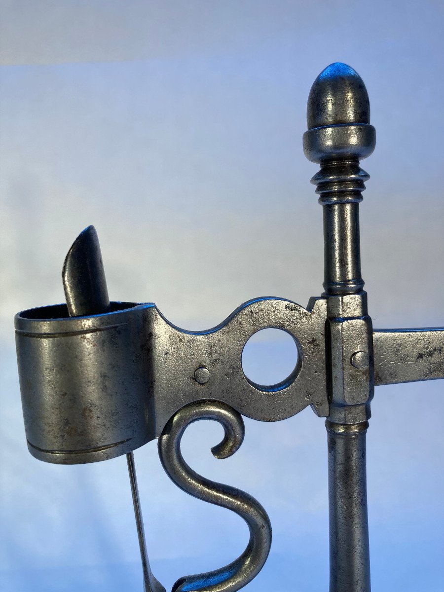 Candle Holder With Blade - Shard Holder - Wrought Iron Candle Holder 19th  Popular Folk Art-photo-3