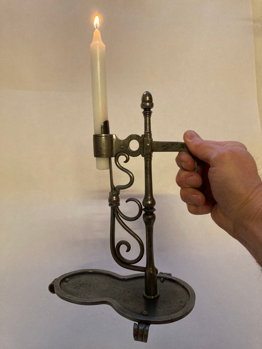 Candle Holder With Blade - Shard Holder - Wrought Iron Candle Holder 19th  Popular Folk Art-photo-4