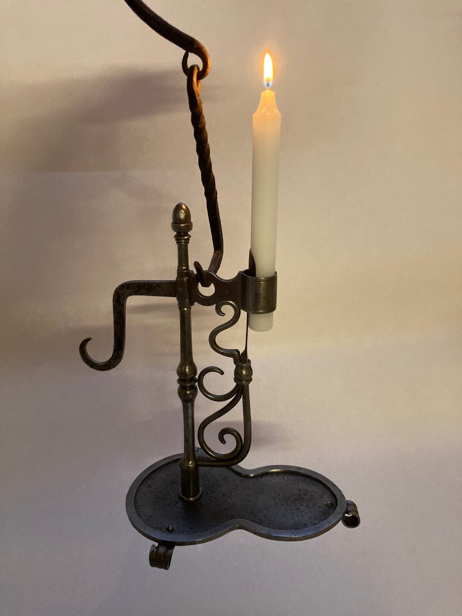 Candle Holder With Blade - Shard Holder - Wrought Iron Candle Holder 19th  Popular Folk Art-photo-5