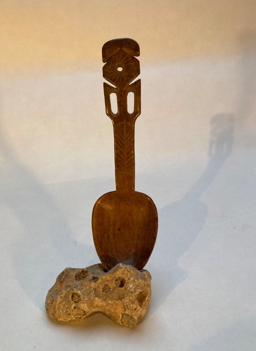 Breton Spoon In Boxwood Brittany Finistère 19th Century Popular Art -photo-4