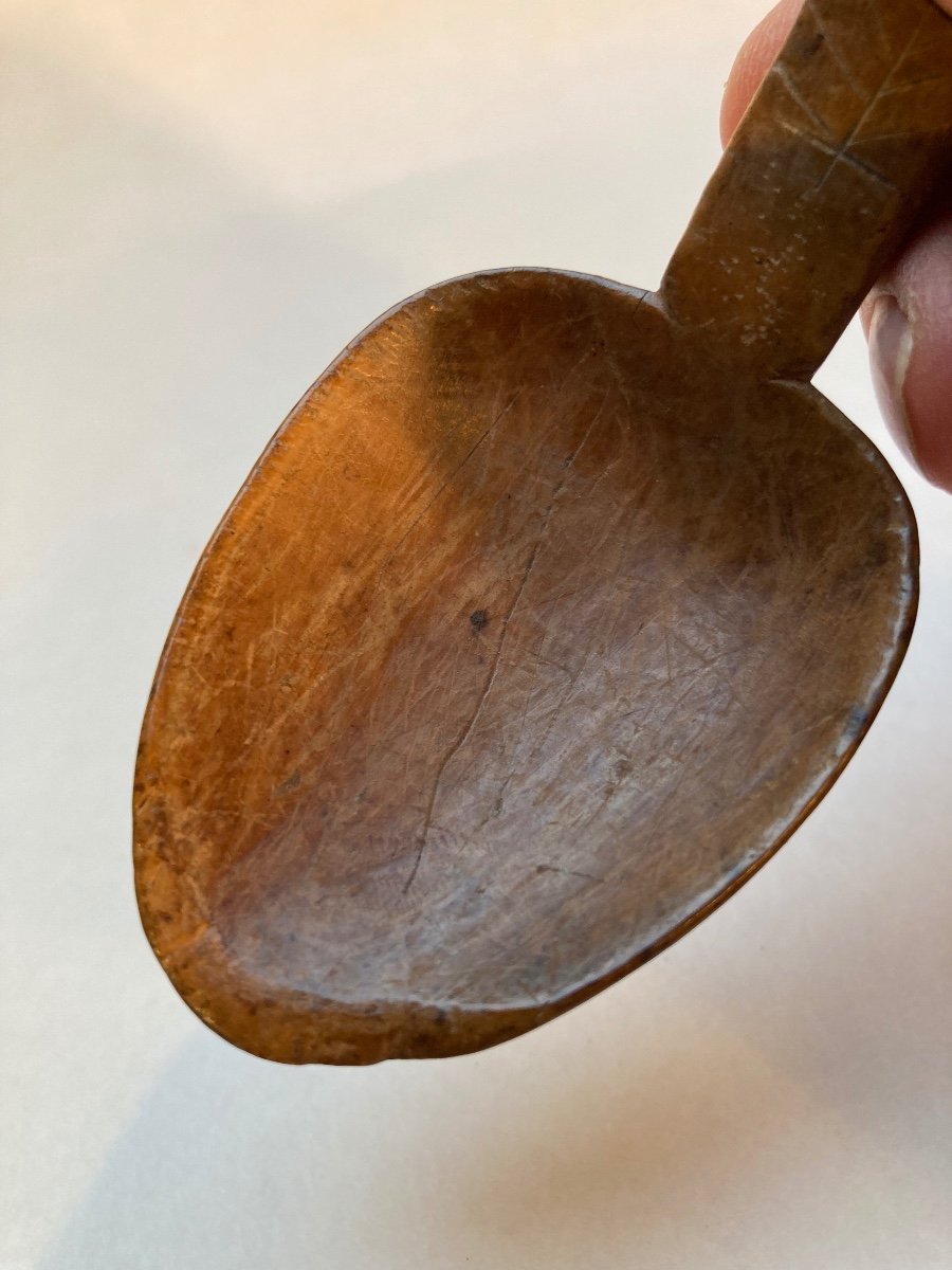 Breton Spoon In Boxwood Brittany Finistère 19th Century Popular Art -photo-4