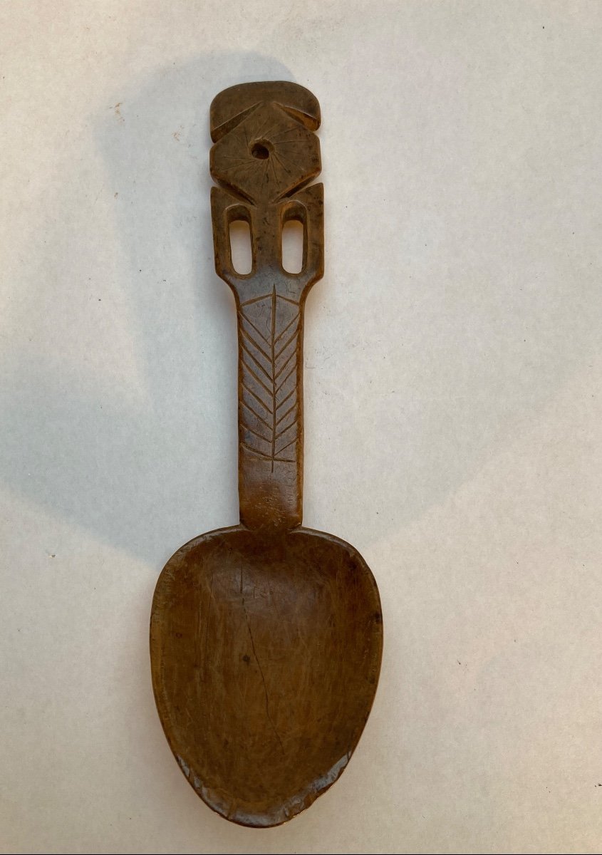 Breton Spoon In Boxwood Brittany Finistère 19th Century Popular Art 