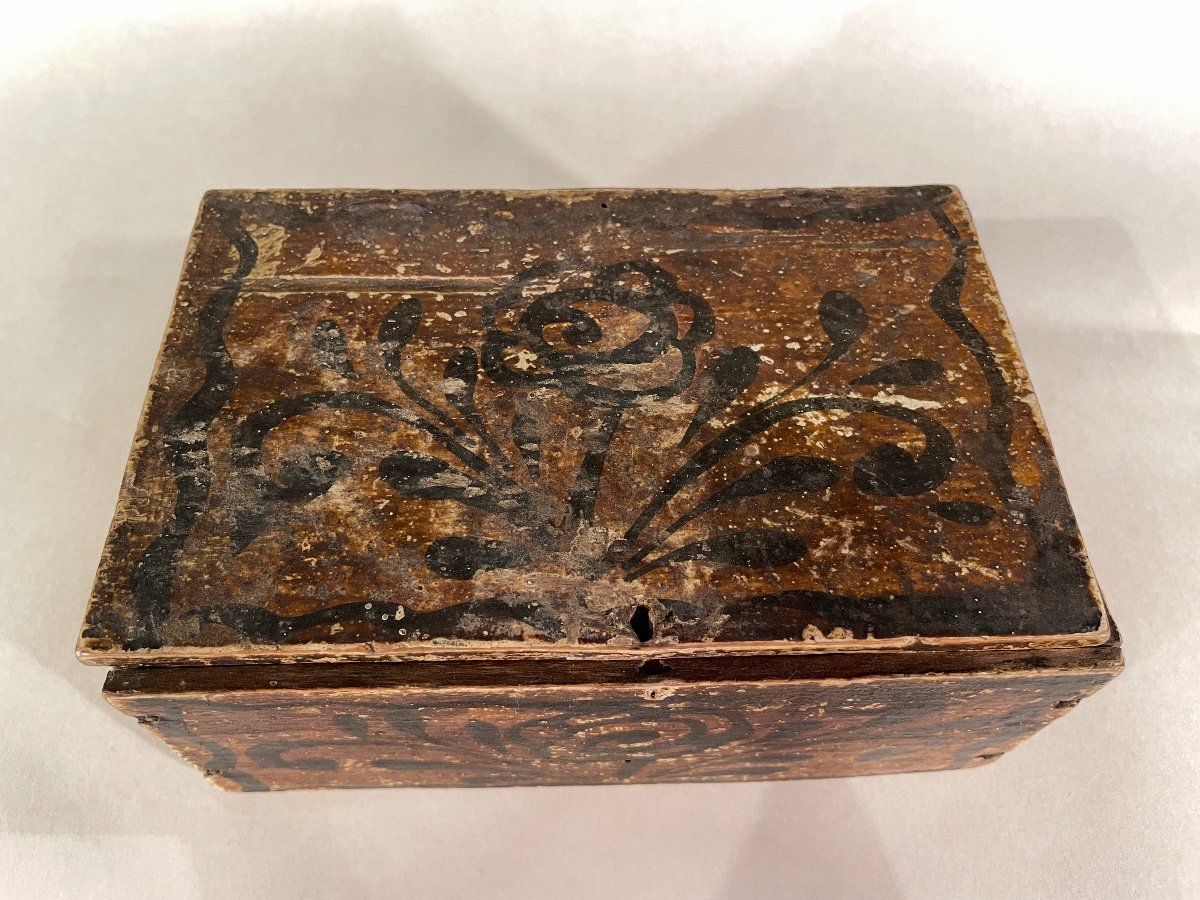 Normandy Box Painted Wooden Jewelry Box - Normandy Folk Art Late 18th Century-photo-3