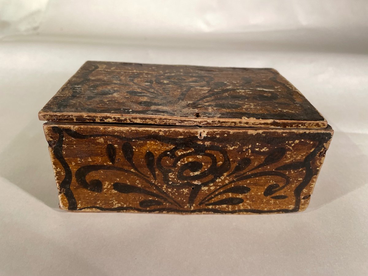 Normandy Box Painted Wooden Jewelry Box - Normandy Folk Art Late 18th Century-photo-4