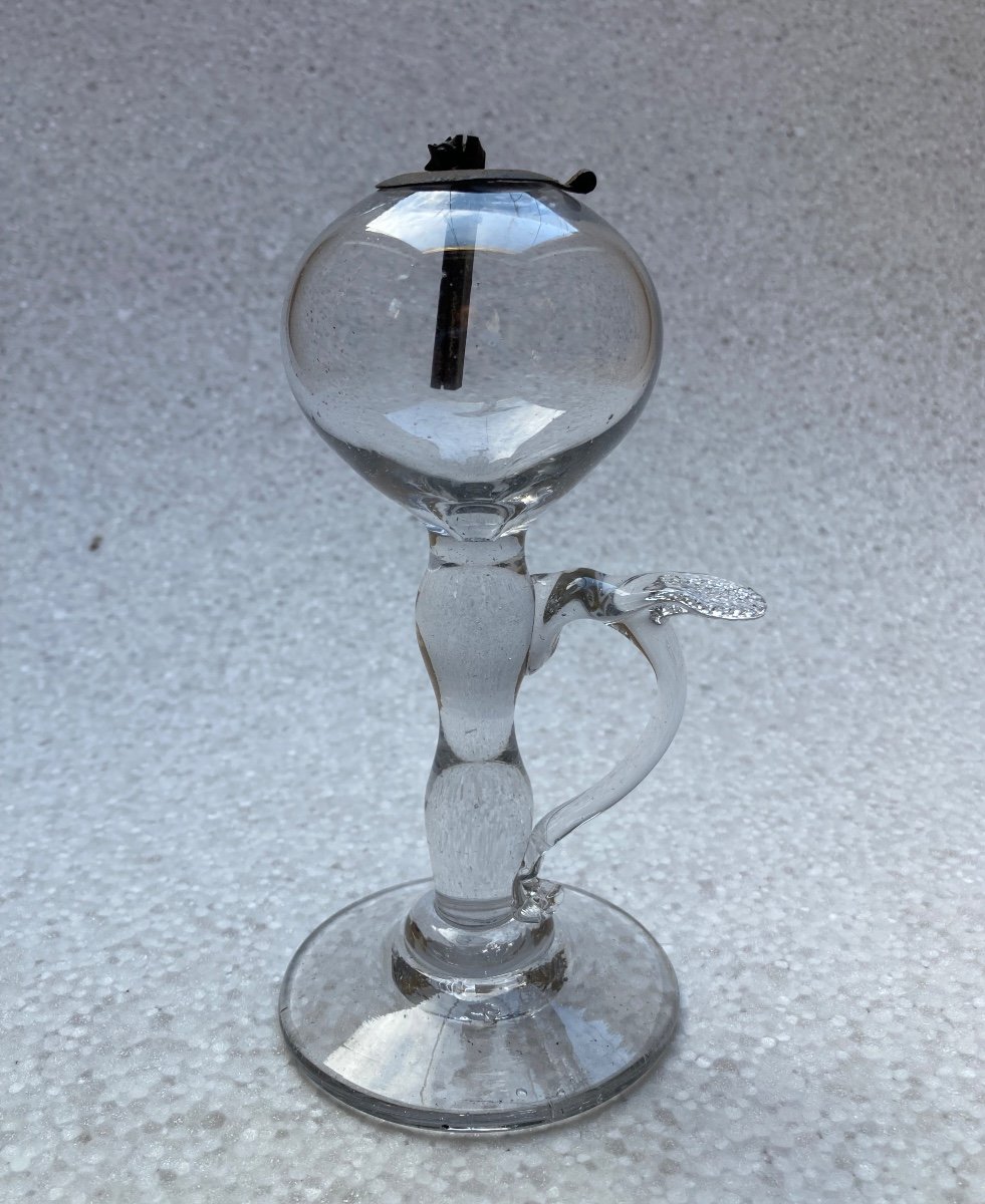 Blown Glass Night Light Oil Lamp - 19th Century Glassware-photo-3