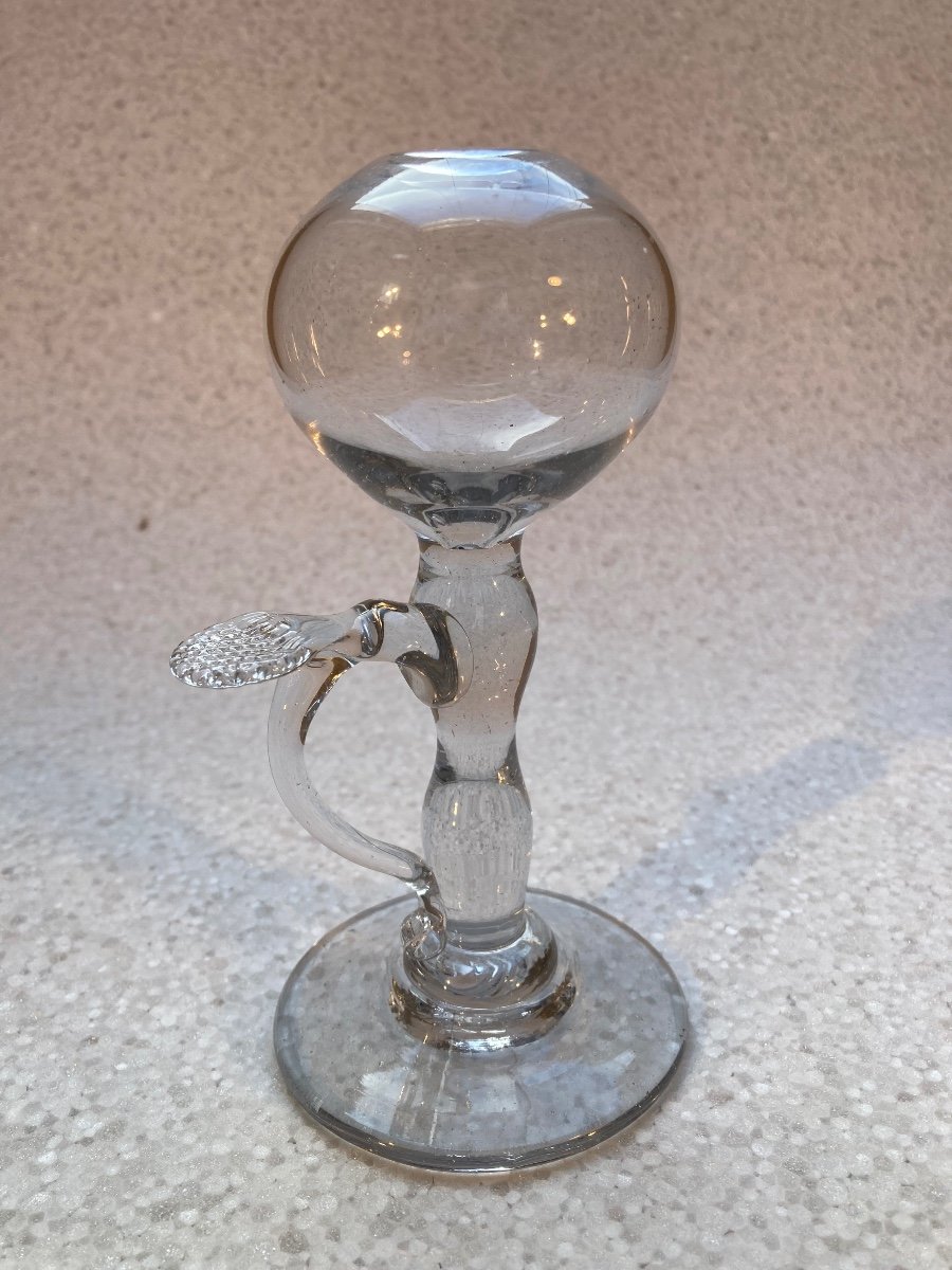 Blown Glass Night Light Oil Lamp - 19th Century Glassware-photo-4