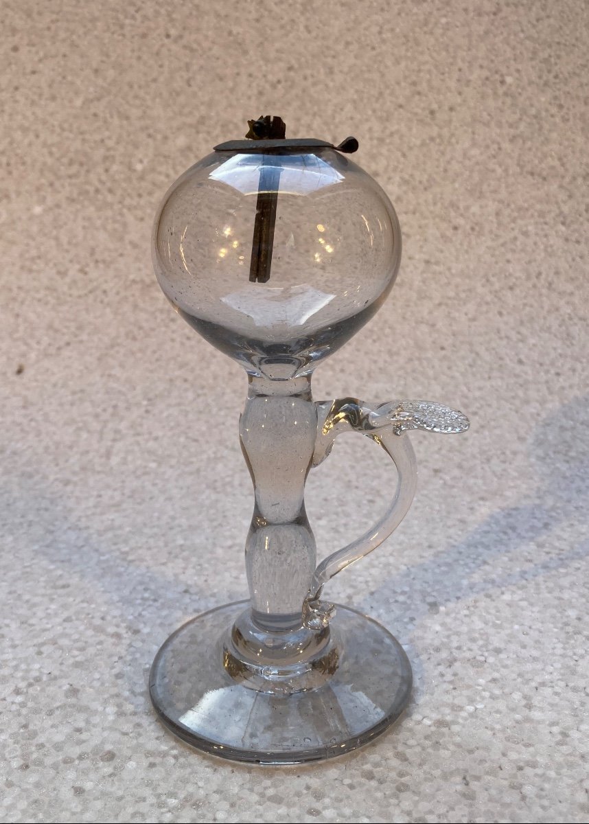 Blown Glass Night Light Oil Lamp - 19th Century Glassware-photo-7