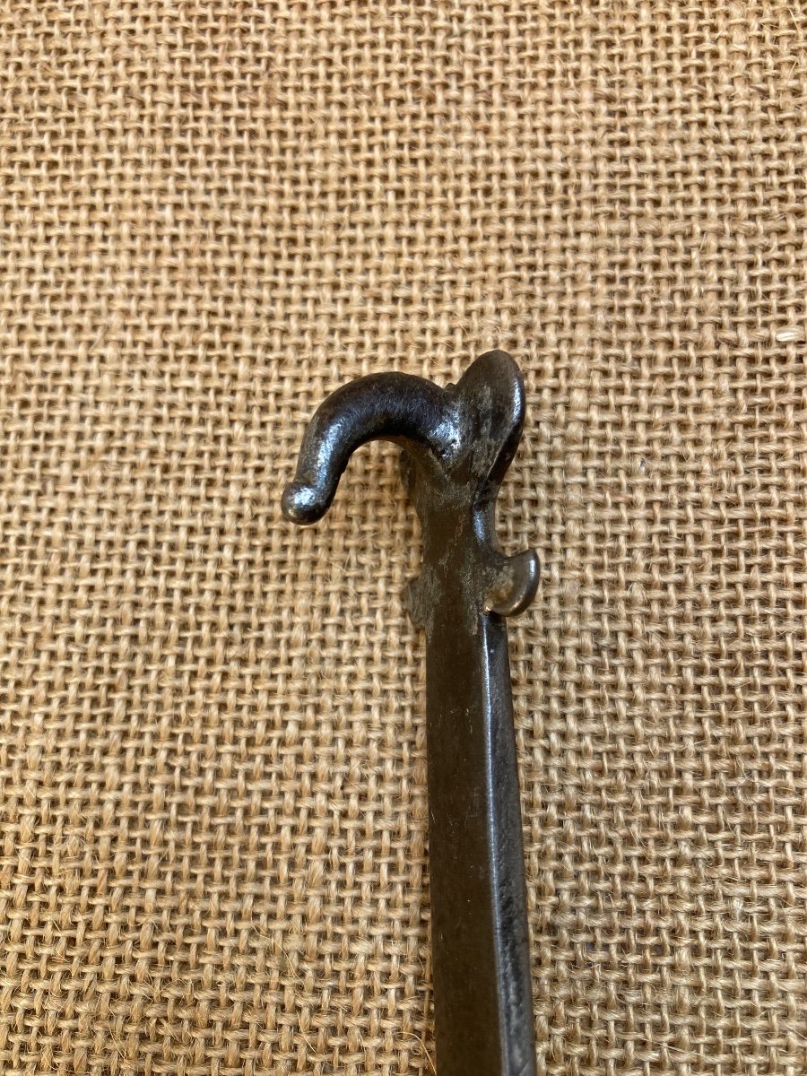 Roast Fork, Hearth Fork Dated 1838 And Blacksmith's Mark, Wrought Iron, Folk Art.-photo-2