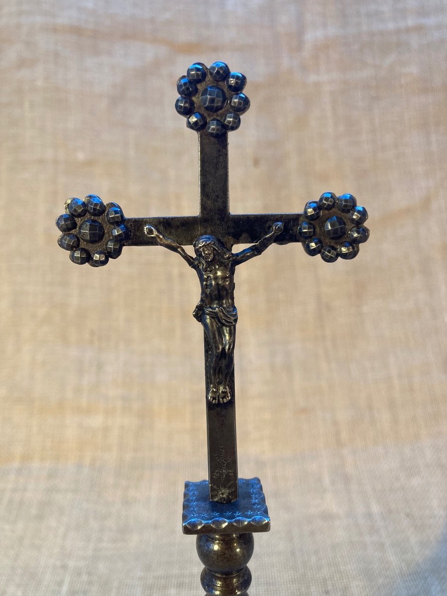 Crucifix, Calvaire Fer Forgé Plombières Lorraine Début XIXem, Art Populaire -photo-2