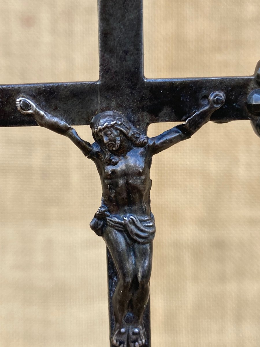 Crucifix, Calvaire Fer Forgé Plombières Lorraine Début XIXem, Art Populaire -photo-1