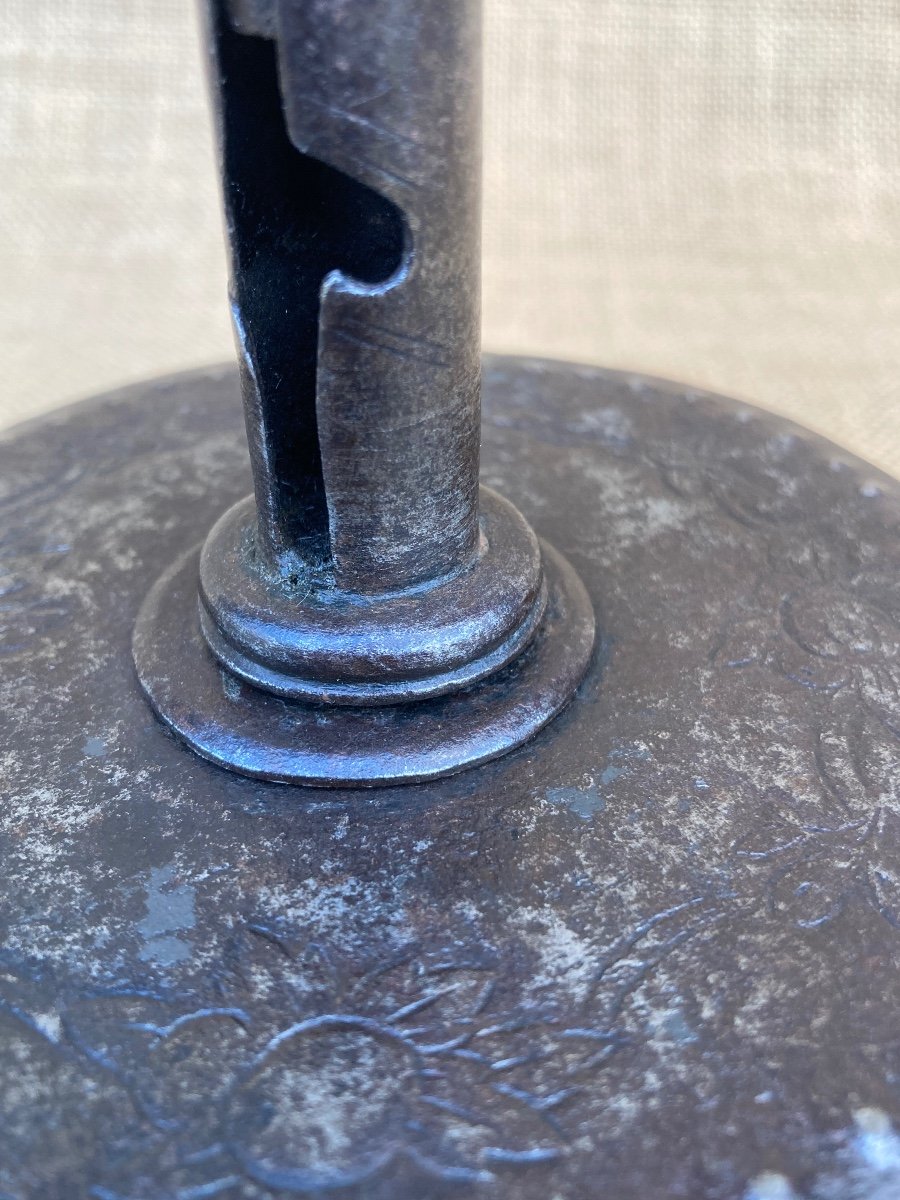 Candlestick, Wrought Iron Candle Holder, Early 19th Century, Folk Art -photo-2