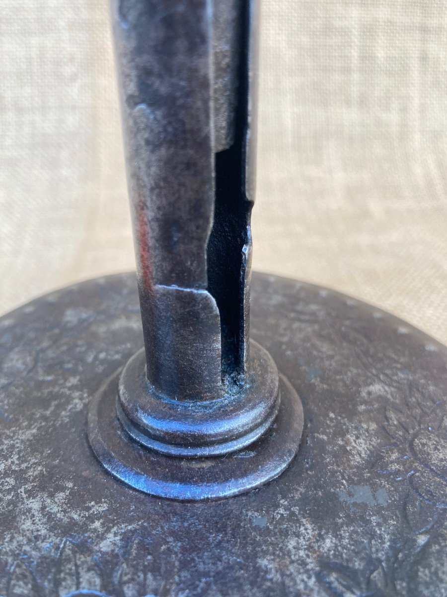 Candlestick, Wrought Iron Candle Holder, Early 19th Century, Folk Art -photo-6