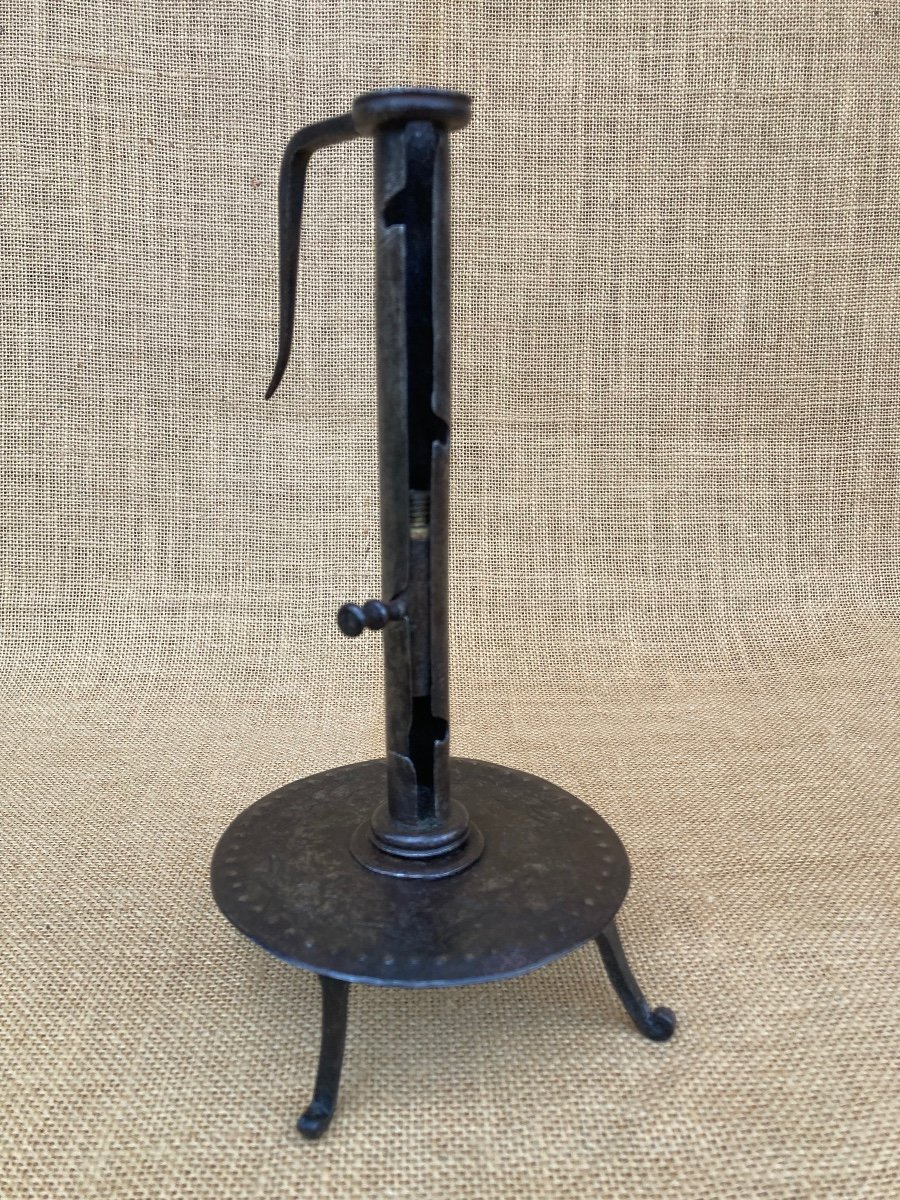 Candlestick, Wrought Iron Candle Holder, Early 19th Century, Folk Art -photo-8